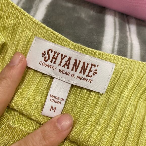 Shyanne Women's Green Western Ribbed Sweater Knit Midi Bodycon Dress Sz M - Picture 6 of 11